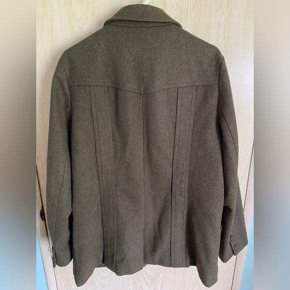 Vintage J. Crew LODEN Green Wool Pea Coat Jacket Sz Large READ - Picture 3 of 16